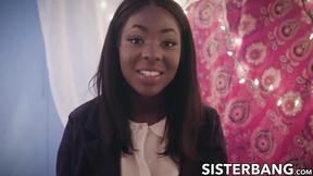 My ebony stepsis Tori Montana is so wet while grinding her muff on my black dick