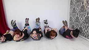 Five Girls Hogtied And Gagged