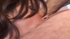 Hot brunette with small boobs sits on a pole reverse cowgirl style porn