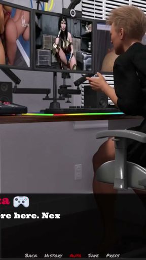 Gamers dream #1 - Futa gamer played with him self in front of the computer   Clip 1