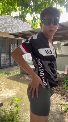 Horny Cyclist Boy Outdoor Masturbation