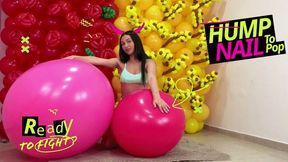 Lana's Playful Balloon Tease: A Stunning 40" and 25" Pop Session - 4K