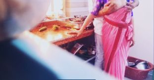 Kitchen surprise for Hot Bhabi.