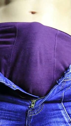 sexy guy in jeans and gloves caresses his big hot cock   Clip 1