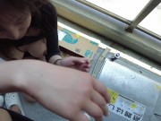 野外ベランダで頭押さえつけえてイマラチオ。フェラからの室内でおまんこにパンティ食い込ませそのまま生挿入！（個人撮影、素人、日本人）