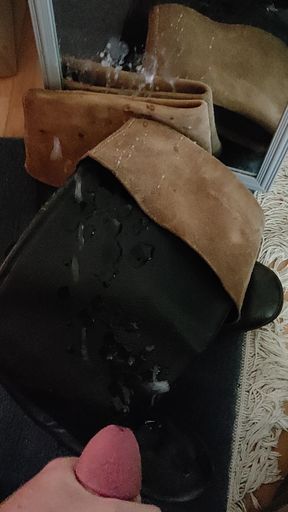 Cumming on my leather boots