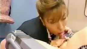 Japanese Flight Attendant Seduced into Wild Blowjob Session