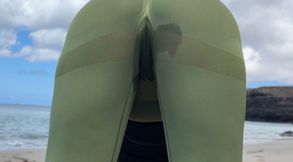 Yoga session on the beach went wrong. girl wetting pants