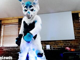Fursuiter Strokes his Weenie and Cums Hard