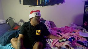 Depressed gamer smokes alone on his birthday choked by thick gay feet