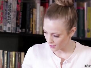 Blond teen Kiara Cole gets caught by their lesbo librarian Karla Kush masturbating.Karla wont tell anyone if that babe lets her lick her juicy bald twat