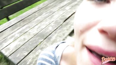 Public deepthroat with daddy's luder choking on thick loads