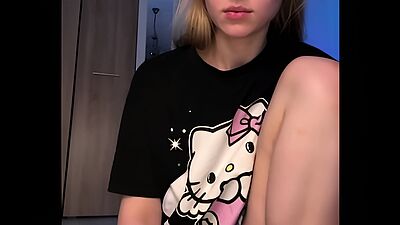 Fingering pink perfect pussy with big dildo