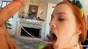 Enjoying Some Birthday Pawg Cheeks - Pov Deepthroat Blowjob By Sexy Busty Redhead