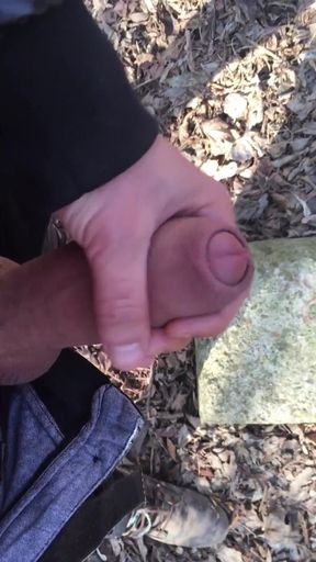 Uncut Thick Cock Cumshot with Just Slightly Pulling Back and Forth Foreskin Outside