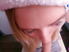 Naughty MILF gets coal or man-meat from Santa? Her XXX fantasy granted with money-shot blowjob!