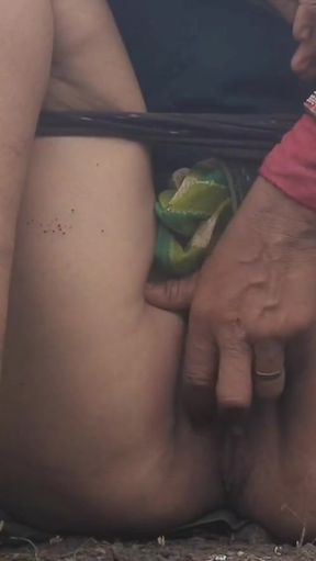 Captivating moment from &quot;In the outdoor open field, my sister-in-law is urinating with fingers in her pussy, showing her&quot;