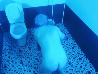 Butt Crossdresser Flogging Own Butt Beneath The Hawt Shower