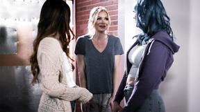 ”Titty bi sex landlady seduces her lesbian tenants buxxom MILF Girlfriend”