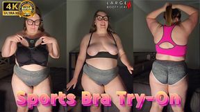 bbw tits overflow 3xl sports bras! 15 min curvy try-on tease and jiggle (4k portrait)