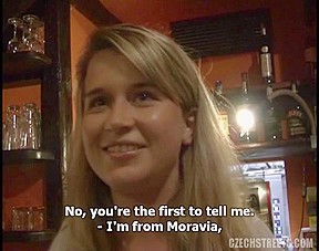 Blonde Czech hotties Mirka sucks on a huge meat stick