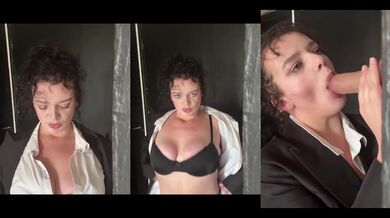 Suce mon gode réaliste en tenue de secrétaire meilleur pipe