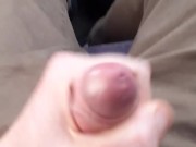 Playing with my little dick in my mate's van while he pops out
