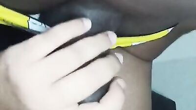 Watch me swallow my friend's huge, thick black cock with a yellow boxer.