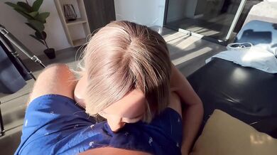 My stepsister teased me with her mouth until I fucked her throat
