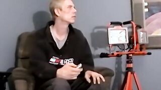 Blaze, the young amateur, gets down and dirty with a huge black cock and takes it bareback in his tight ass