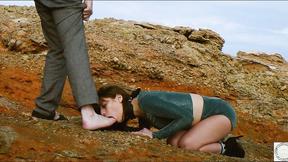 ”Submissive foot licking & butt eating by the sea”