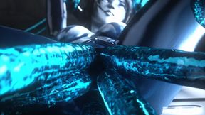 Cortana gets her pussy stretched by 4 tentacles