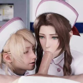 Nurse Luna And Aerith Sucking Big Dick