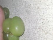 Smashing juicy grapes under my big toes close up under and side pov