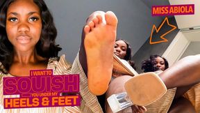 I will squish you under my heels and bare feet ( Giantess and Shrinking Fetish with Miss Abiola ) - FULL HD MP4