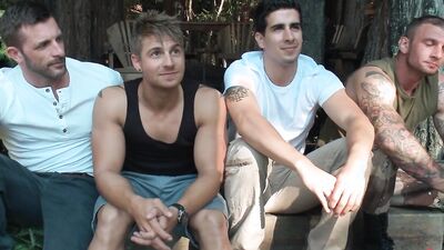 Morgan Black, Ricky, Chance, Logan Vaughn, Ricky Sinz & Tyler Alexander get bound and fucked in the woods