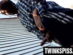 Hot group of twinks splash piss from their dicks