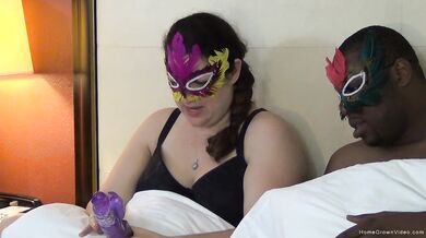 Chubby brunette lets her boyfriend use a toy on her