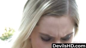 Blondie teen humps BBC hard and cums