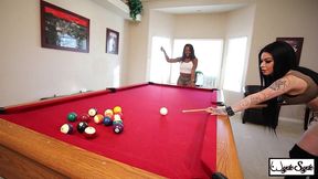 harmonie marquis & kris riot play pool & each other s pussies!