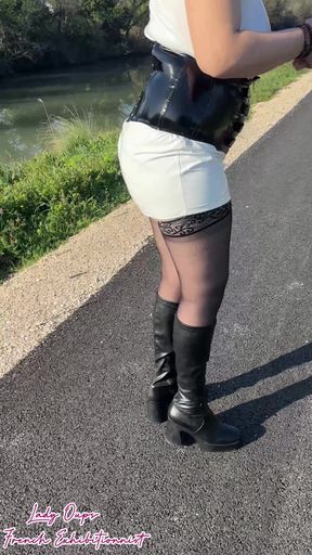 I Lose My Thong During an Outdoor Walk in a Latex Micro Dress