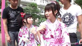 Japanese Orgy with three cute Girls and Many Guys