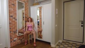 Rina Ray Redhead Amateur Perky Tits & Braces Plays Dress Up