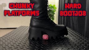 A Hard Bootjob in Chunky Platform Black Boots (Slave POV Version) - Tamystarly - Cock Balls Crush Trample, CBT, Trampling, Shoejob, Stomping