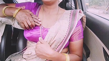 Indian aunty car sex with son in law long drive for fucking. Telugu dirty talks.