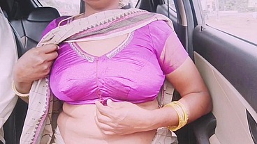 Indian aunty car sex with son in law long drive for fucking. Telugu dirty talks.