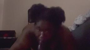 BBW EBONY SUCKING ON HUGE DILDO