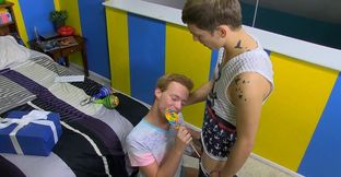 Appealing amateur gay lover sucks dick with care and swallows