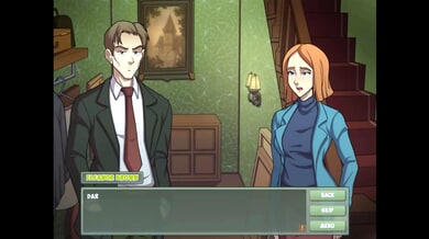 Blonde witch hunter from the visual novel series pleases a dark-skinned lover in the library