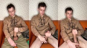 college twink strokes huge dick after long day